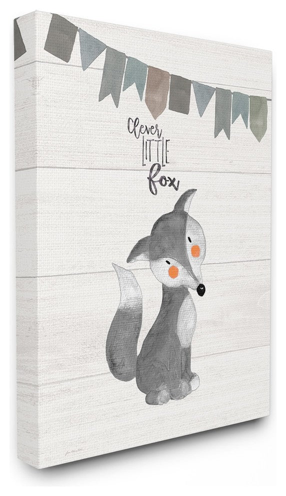 Stupell Ind. Clever Little Fox Canvas Wall Art, 30"x40"