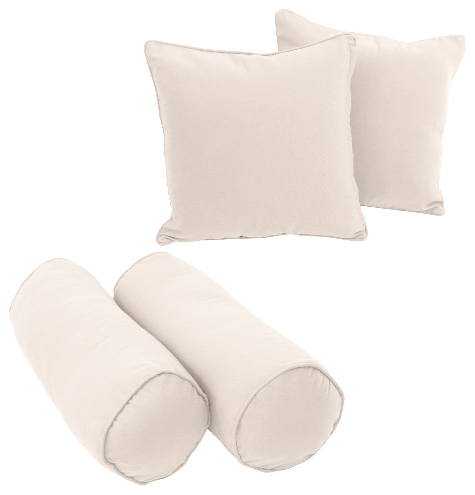 Double-Corded Solid Twill Throw Pillows With Inserts, Set of 4, Natural