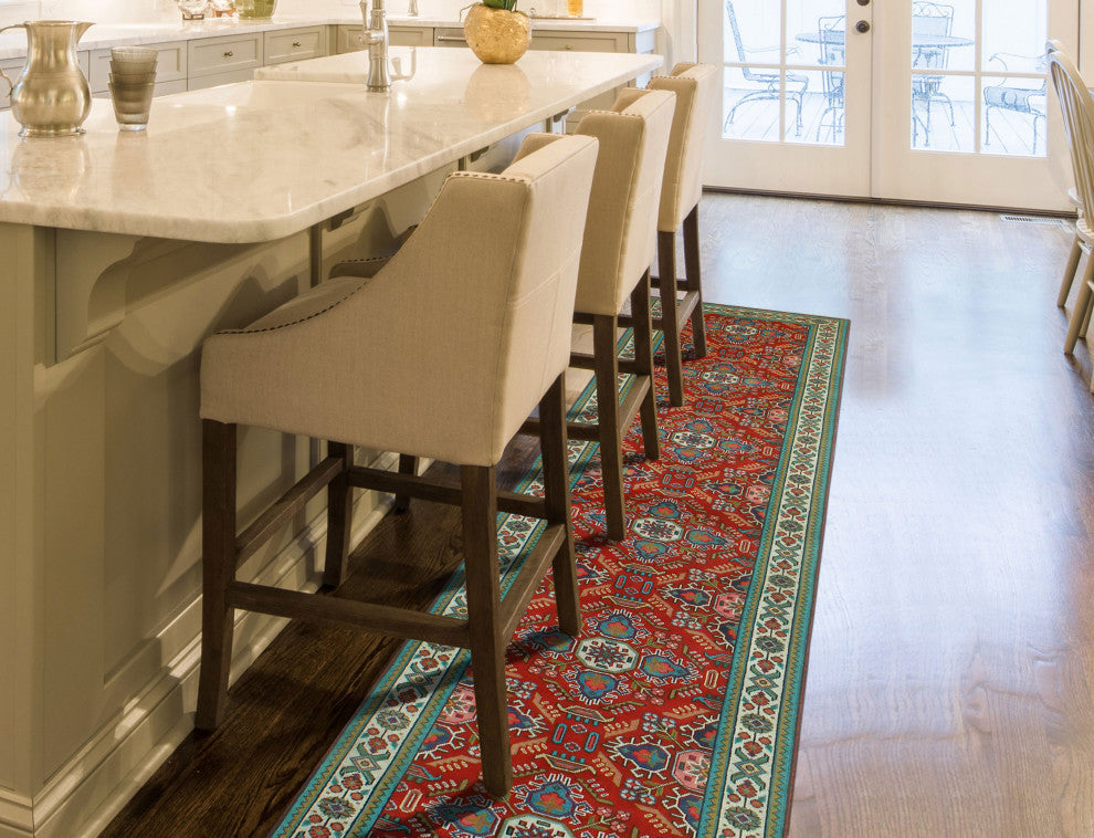 Fine Vintage Distressed Jerel Red/Ivory Runner, 2'8x12'2