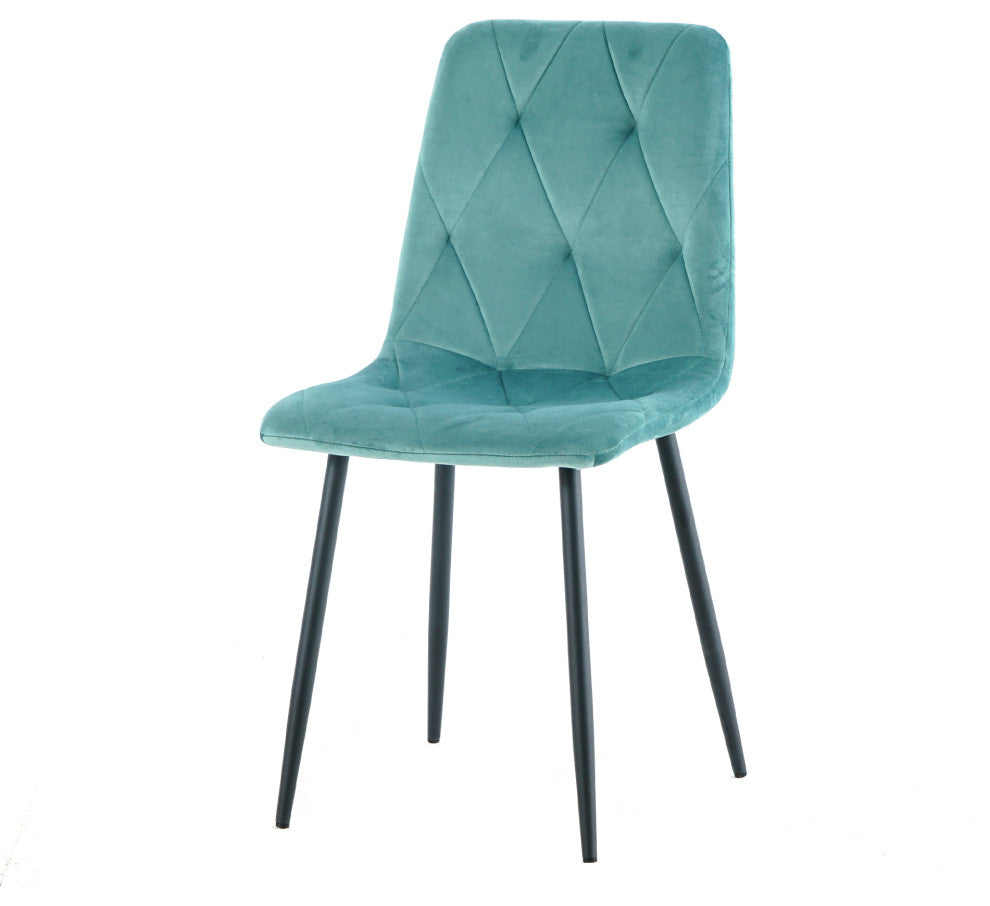 15 in.W Indoor Dining Velvet 4-Chair with Cushions and Metal Legs, Antique Blue Green
