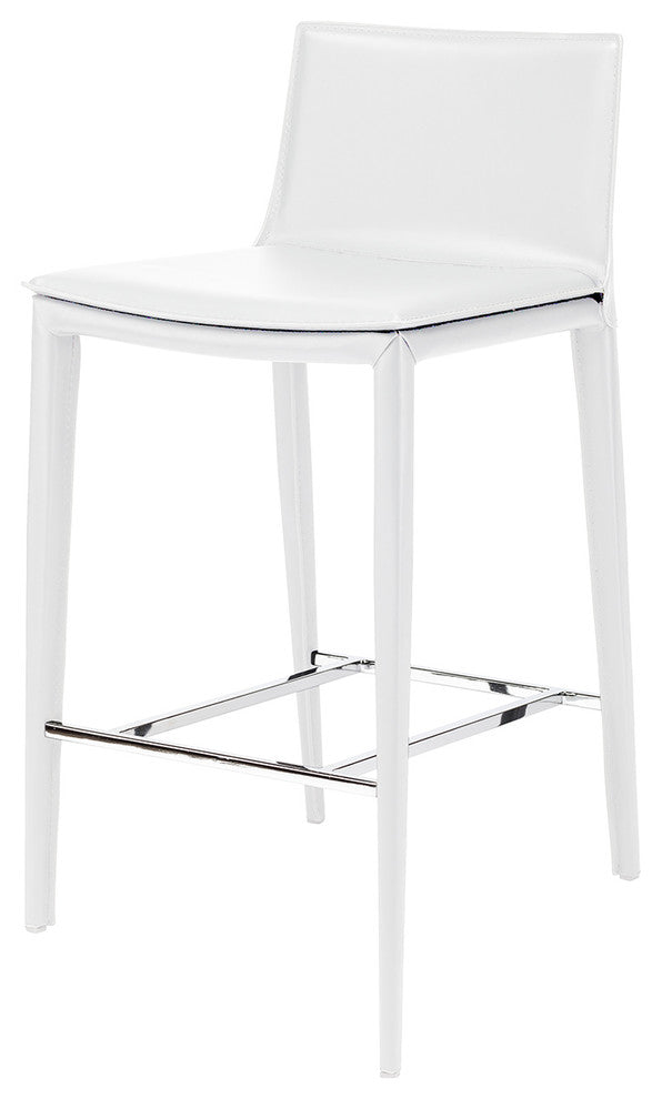 Leather Bar Stool, Palma Bar Stool, Modern Contemporary Bar Stool, White
