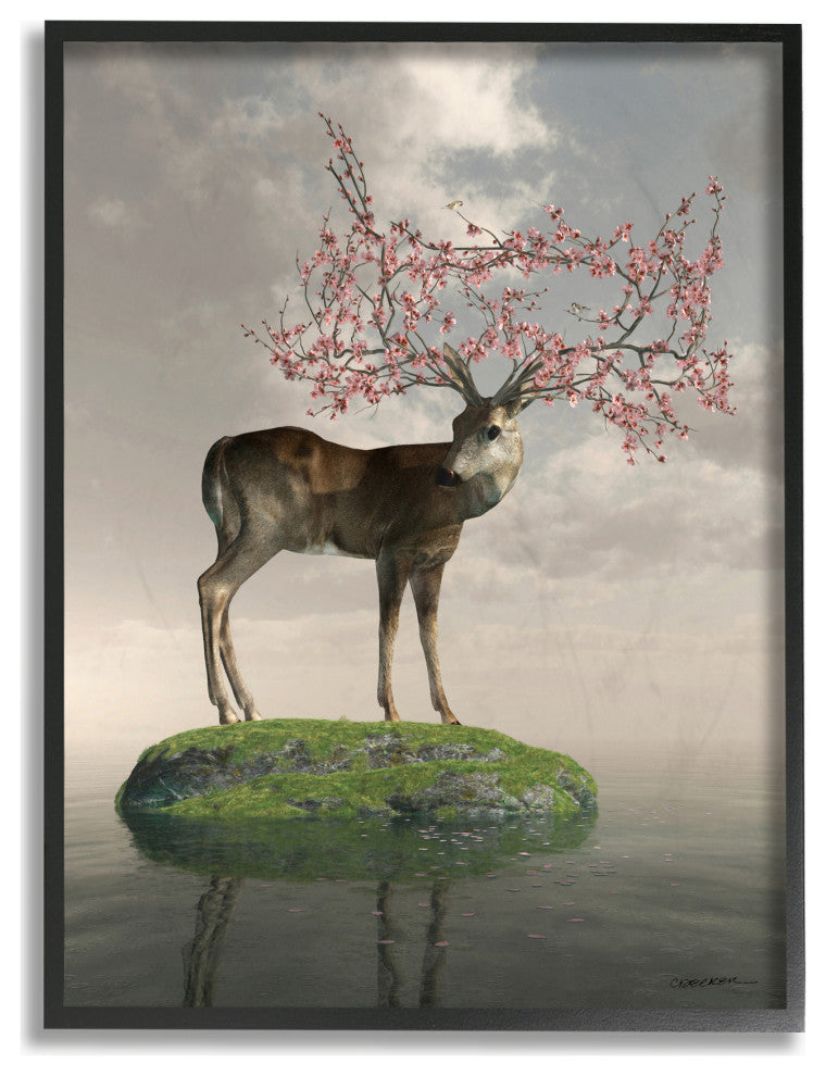 Ocean Elephant Abstract Animal Design, 11"x14", Black Frame