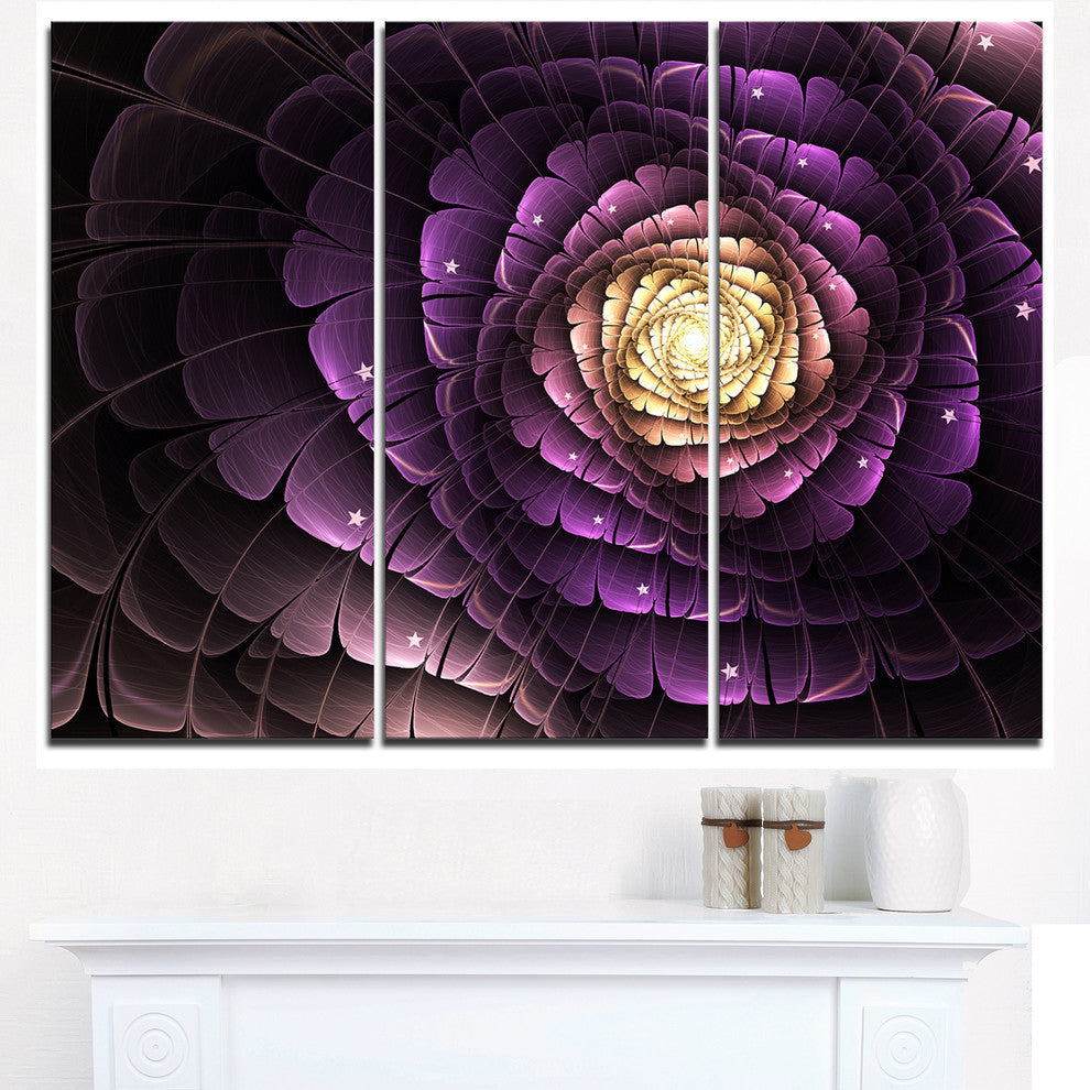 "Fractal Flower Light Purple Digital" Metal Wall Art, 3 Panels, 36"x28"