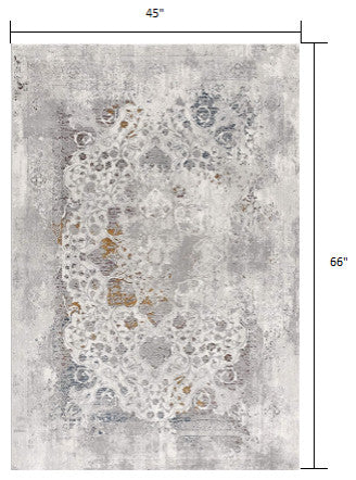 4"x6" Gray Abstract Patterns Area Rug