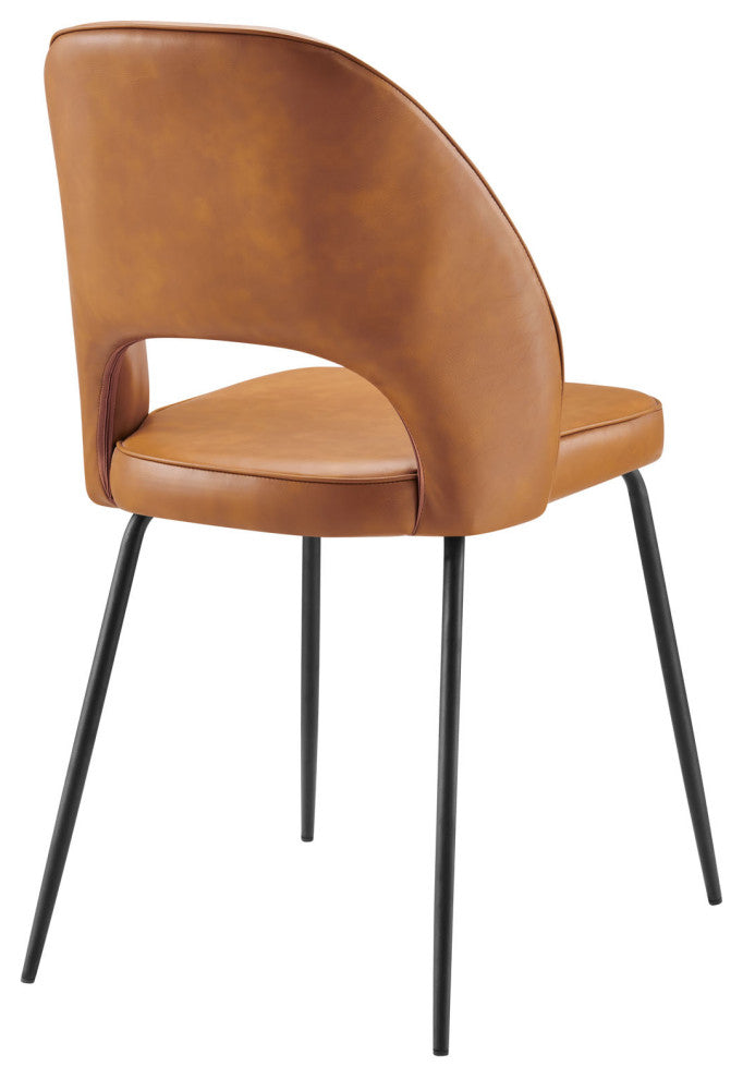 Nico Vegan Leather Dining Chair Set of 2 Black Tan -4674