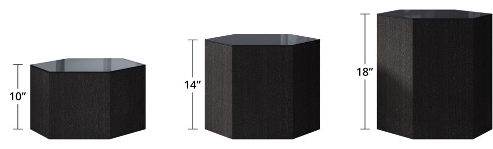 Centre 10" Occasional Table, Asphalt Glass and Gray Oak