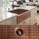 Luxury 30-Inch Heavy 12-GAUGE Med. Patina Copper Farmhouse Sink, Flat Front