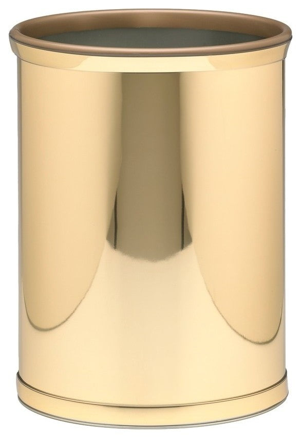 Mylar 14" Oval Waste Basket, Polished Brass
