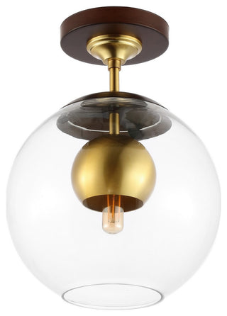 Safavieh Clyenne 10" Flush Mount, Dark Walnut/Brass