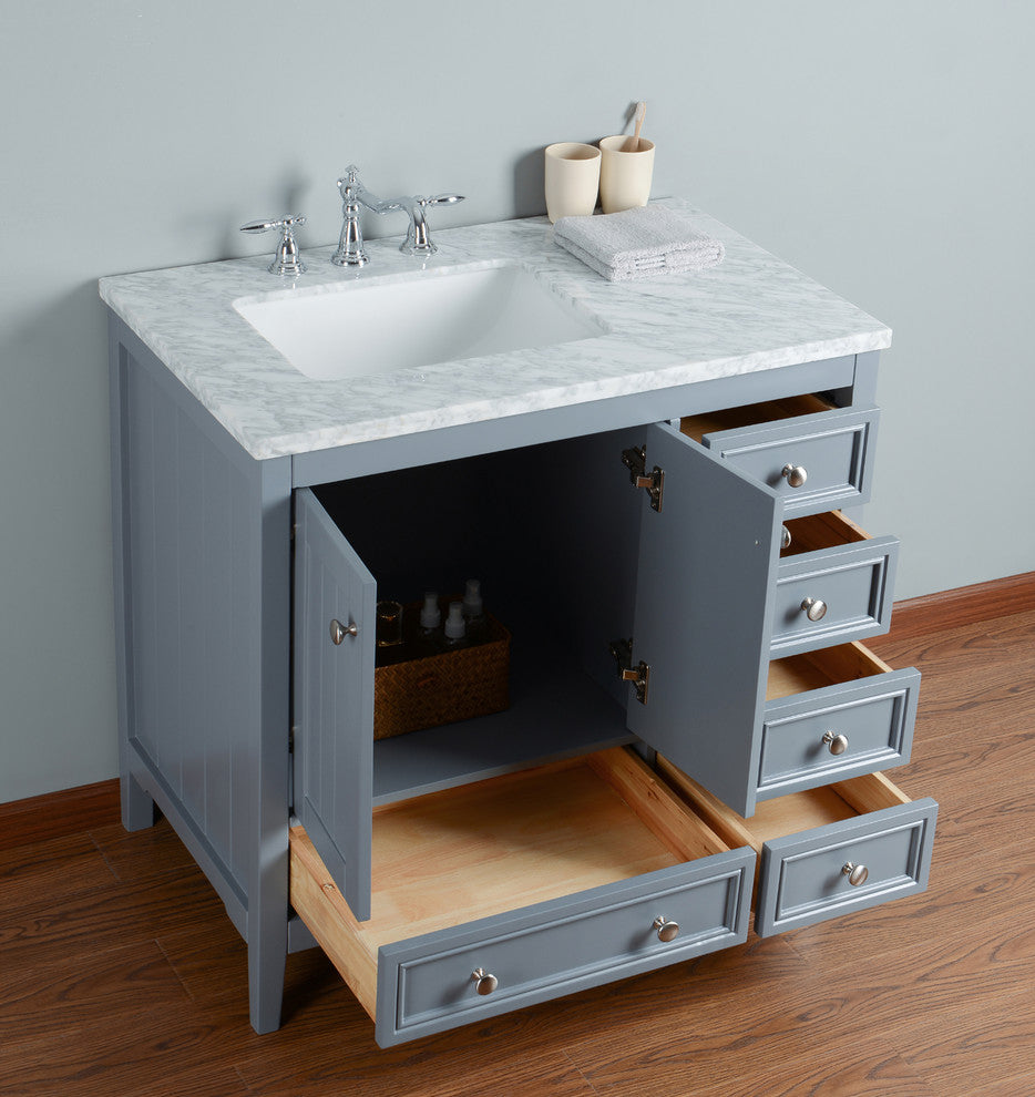 New Yorker 36" Gray Single Sink Bathroom Vanity