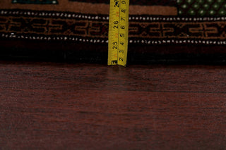 Balouch Geometric Handmade Persian Style Oriental Area Rug, Brown, 4'4"X2'10"