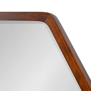 McLean Hexagon Wood Framed Wall Mirror, Walnut Brown 26x30