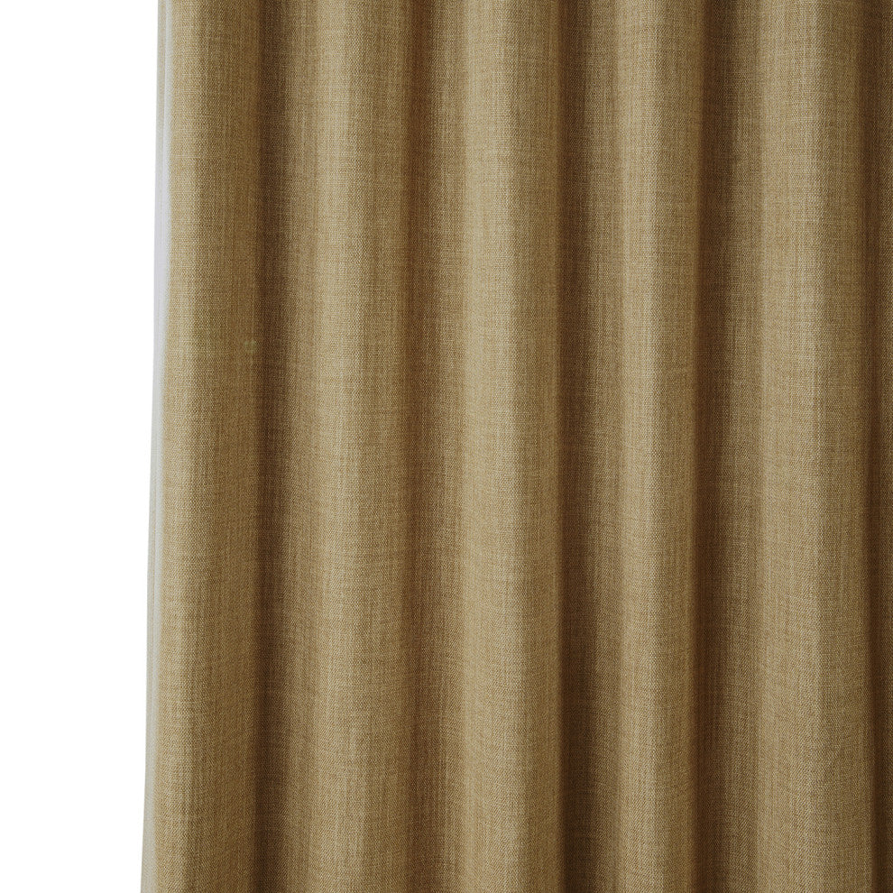 Faux Linen Darkening Curtain Single Panel, Butterscotch, 50"x108"