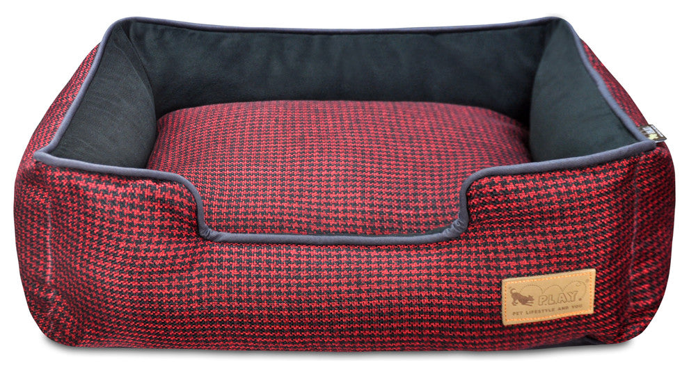 Lounge Bed Houndstooth, Red and Black, Extra Large