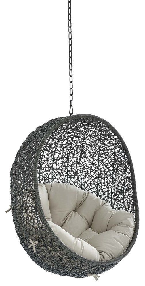 Hide Sunbrella Fabric Swing Outdoor Patio Lounge Chair Without Stand-Gray Beige