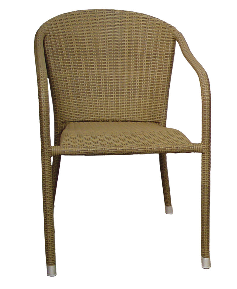 Terrace Mates All-Weather Wicker Stacking Arm Chair Coffee Finish Set of 2