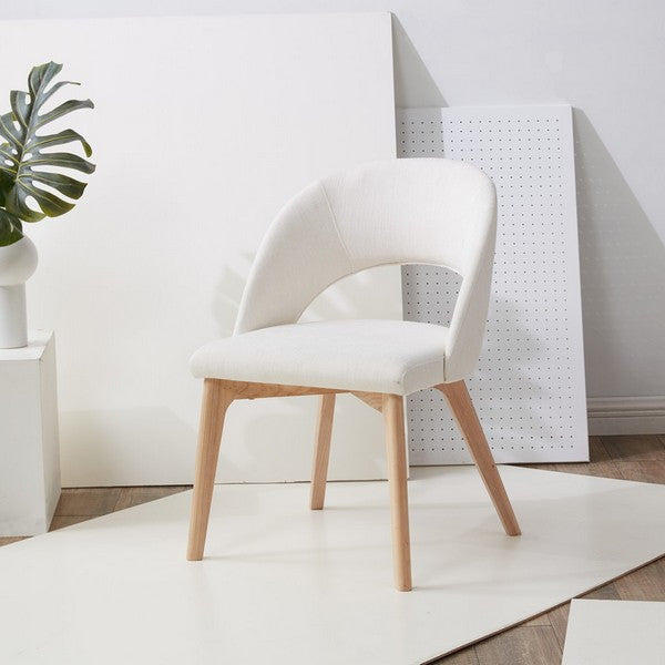 Safavieh Couture Rowland Linen Dining Chair Ivory / Natural