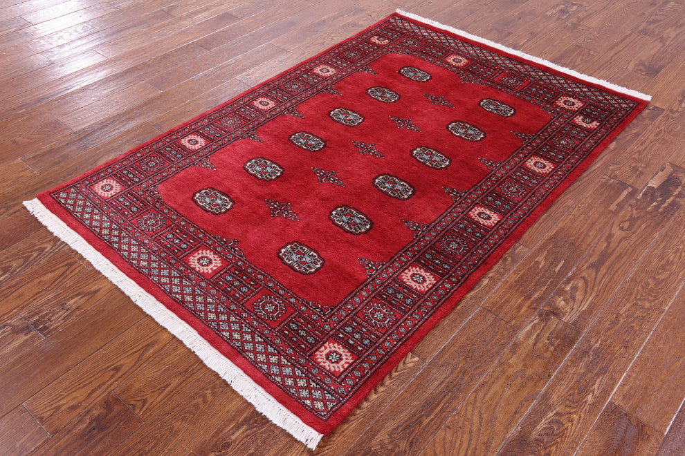 4' 1" X 6' 2" Silky Bokhara Handmade Wool Rug - Q13795