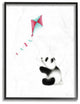 Cartoon Baby Panda With Kite Zoo Animal Painting, 16"x20"