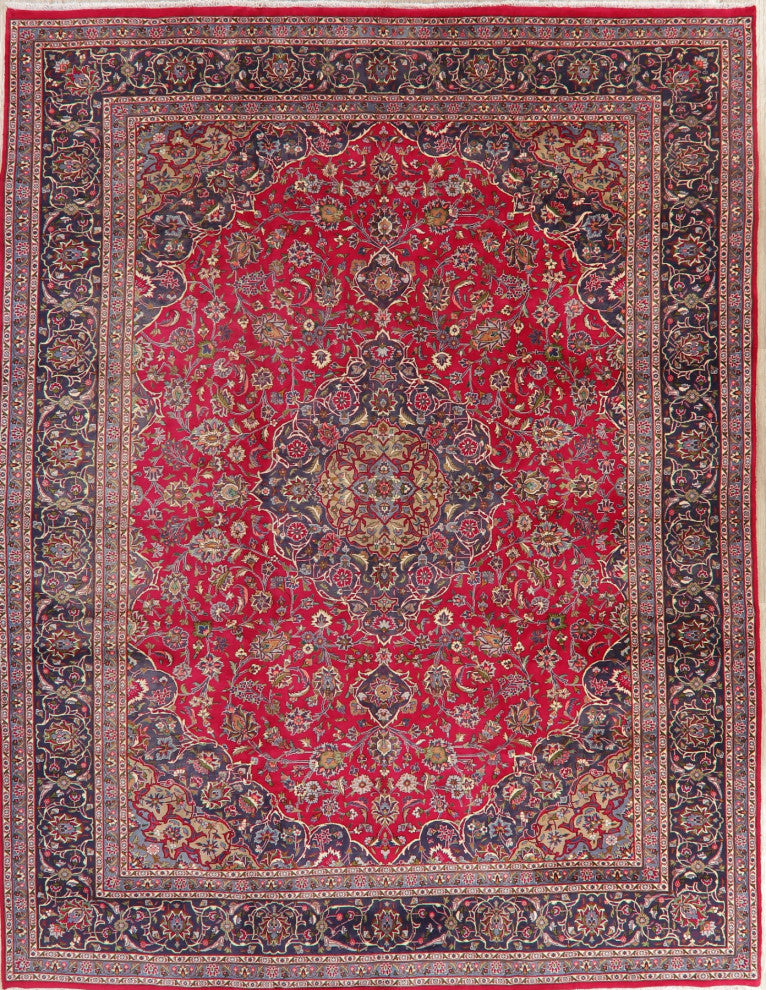 Consigned, Vintage Oriental Traditional Handmade Persian Area Rug, Pink, 10x13