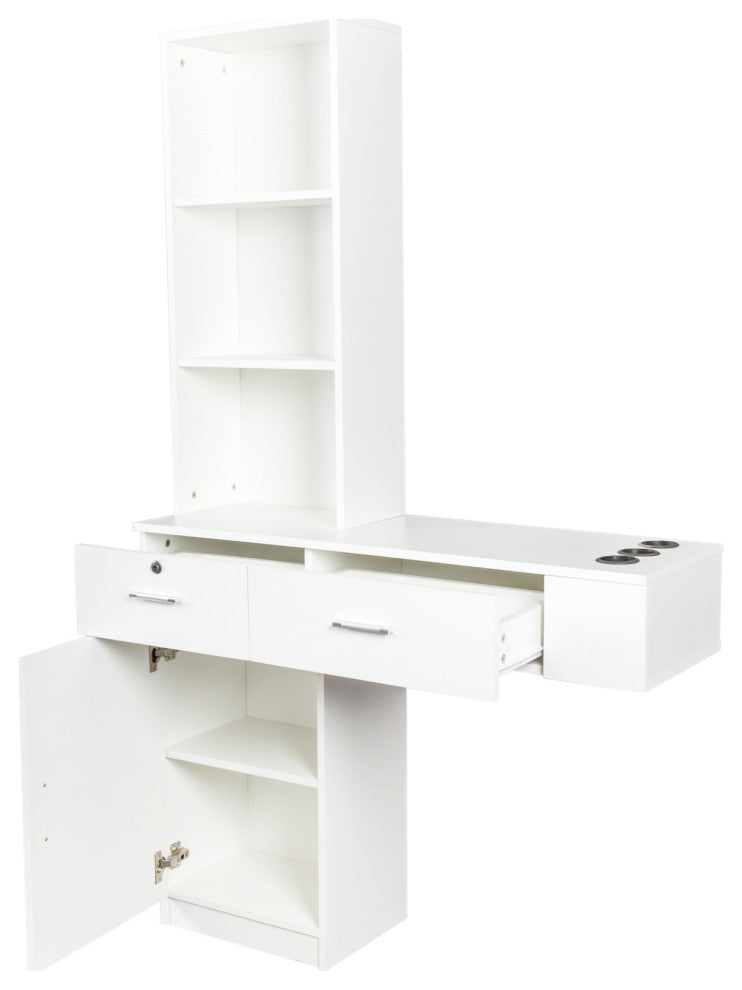 Gewnee simple hair desk, multi-layer storage, White