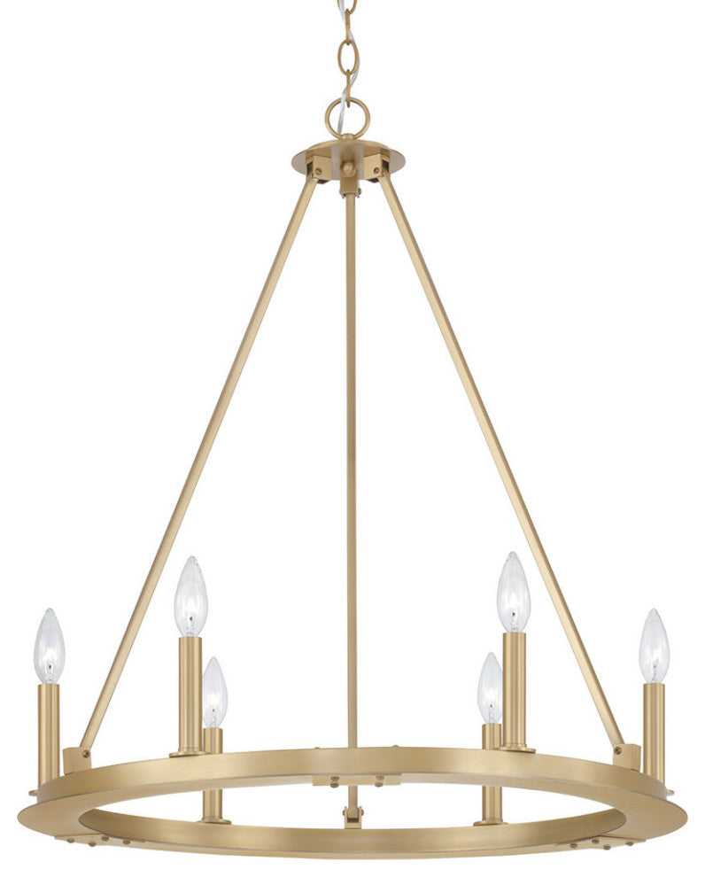 Capital Lighting 4916 Pearson 6 Light 26"W Taper Candle Style - Aged Brass