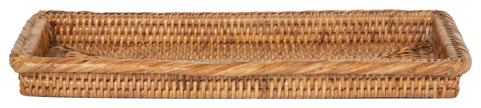 La Jolla Rattan Vanity and Bathroom Tray, Honey-Brown