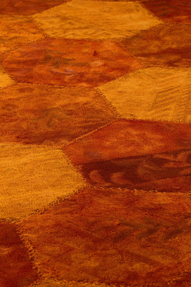 Hand Tufted Orange Wool Area Rug