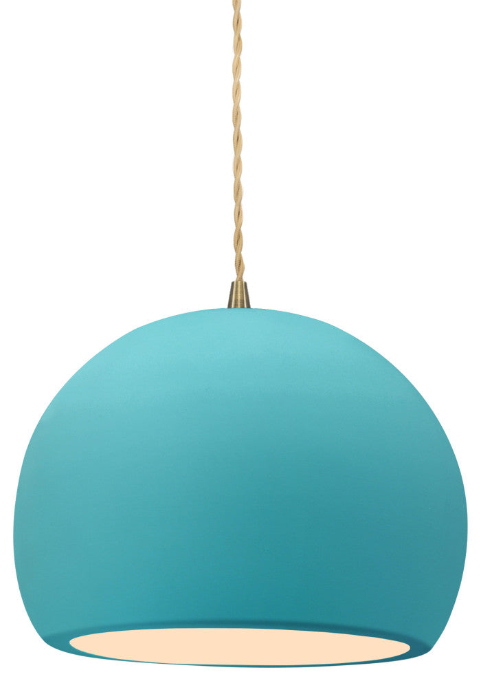 Radiance Small Globe 1-Pendant, Pool/Antique Brass/Beige Twisted, Bulb