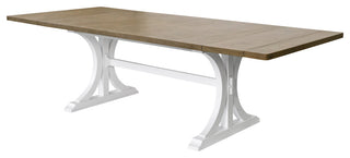 Modern Wood Rectangular Trestle Base Kitchen Table and 8 Chairs, Brown