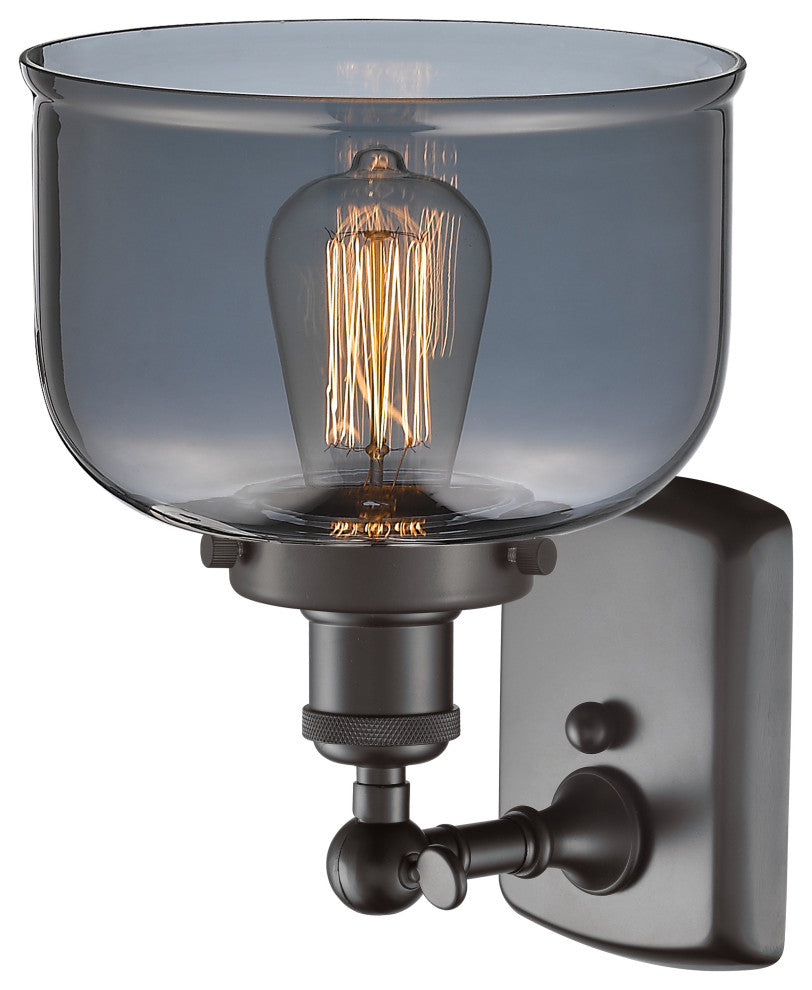 Large Bell 1-Light Sconce, Oil Rubbed Bronze, Plated Smoke
