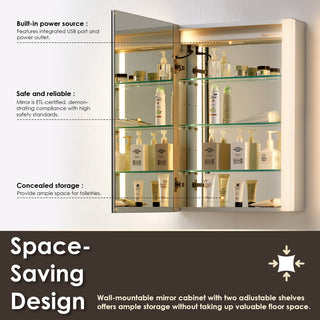 Serra Frameless Surface-Mount LED Lighted Bathroom Medicine Cabinet, 24"