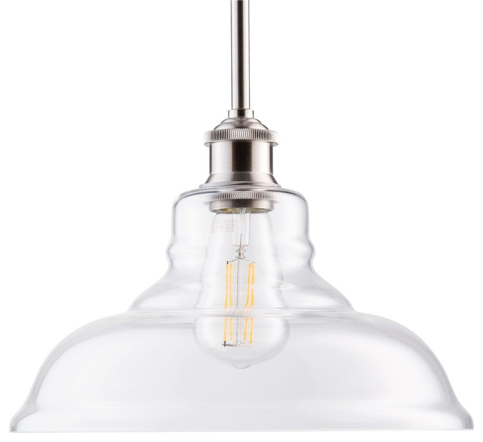 Lucera Industrial Factory Pendant, Brushed Nickel, Led Bulb