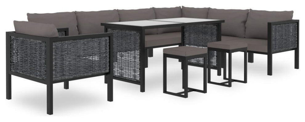 vidaXL Sectional Corner Sofa With Left Armrest Poly Rattan Anthracite