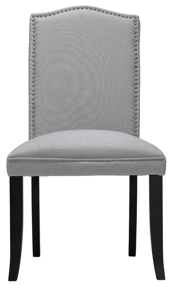 Cortesi Home Duomo Linen Crown Back Dining Chair, Set of 2, Stone Gray