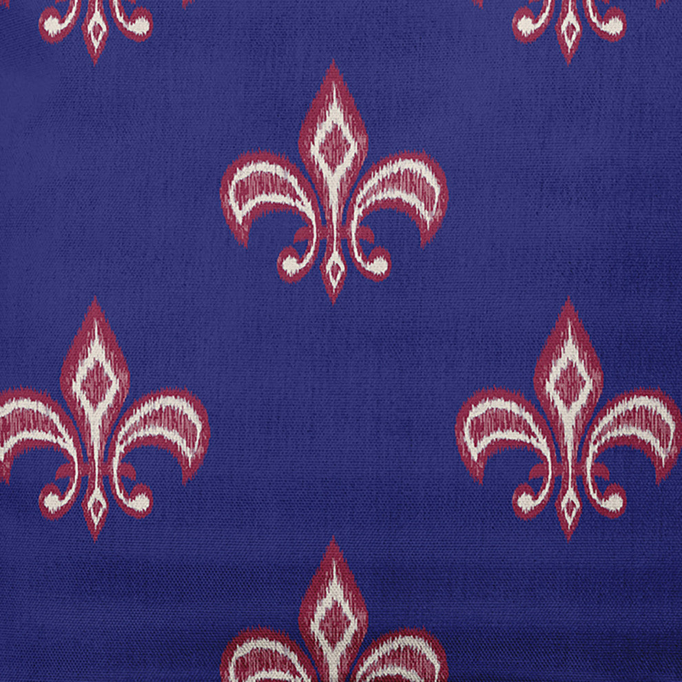 20" x 20" Fleur de Lis Indoor/Outdoor Polyester Throw Pillow, Indigo Blue