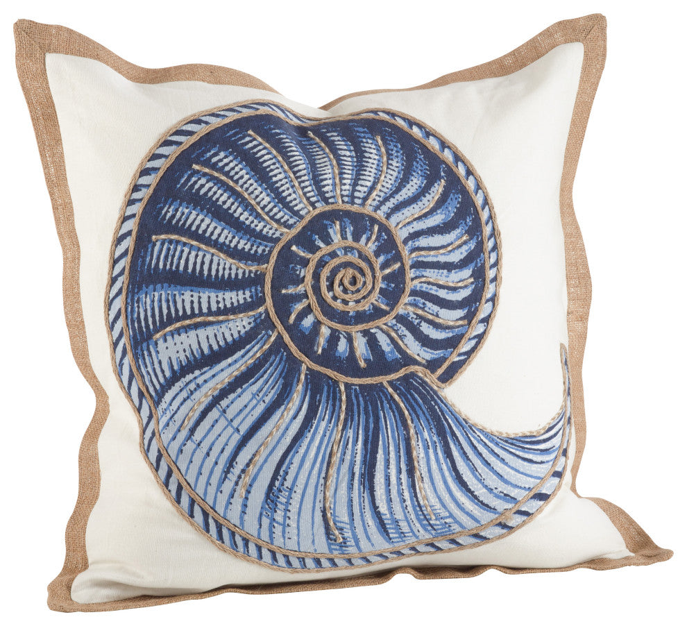 Nautilus Spiral Shell Print Cotton Down Filled Throw Pillow