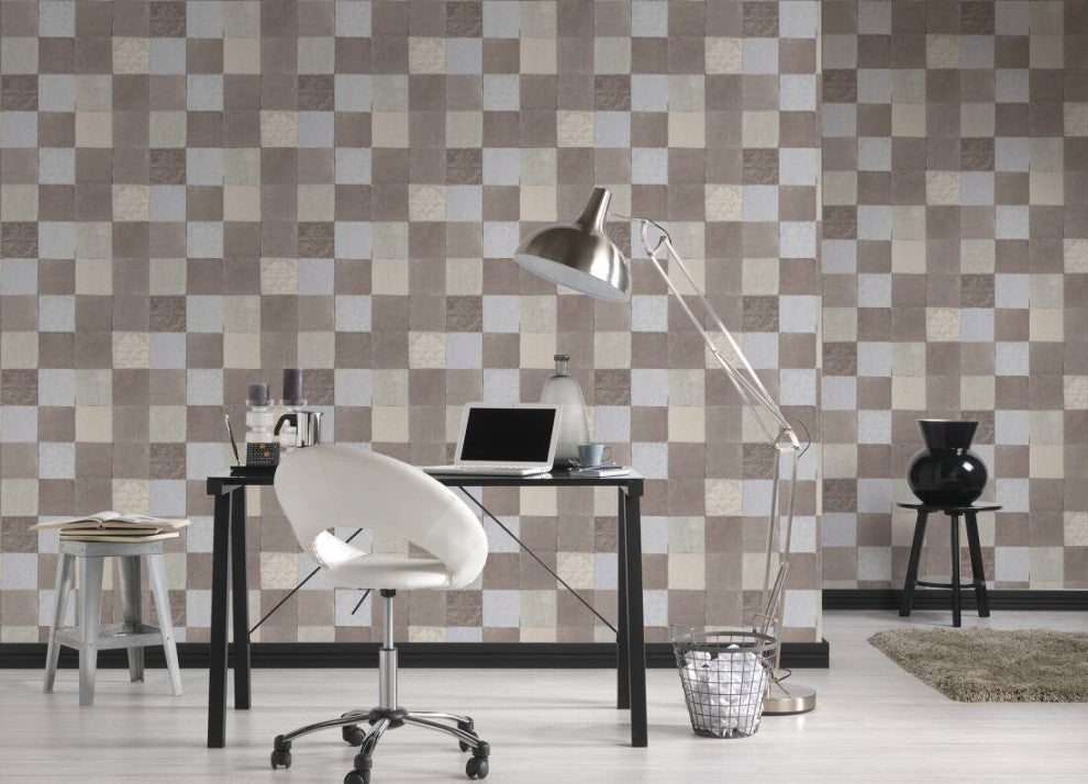 Sample, Tile Textured Wallpaper Featuring Floral And Plain Pattern, 374063