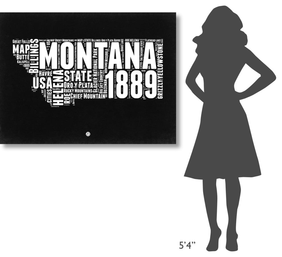 "Montana Black and White Map" Fine Art Print