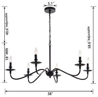 Mia Rustic 6-Light Black Metal Chandelier