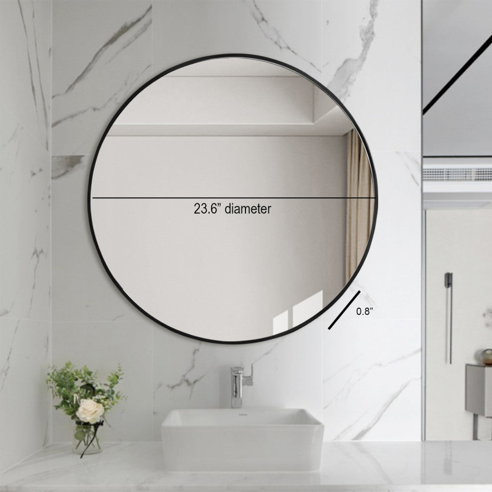 Jesse Black Framed Round 23.6" Wall Mirror