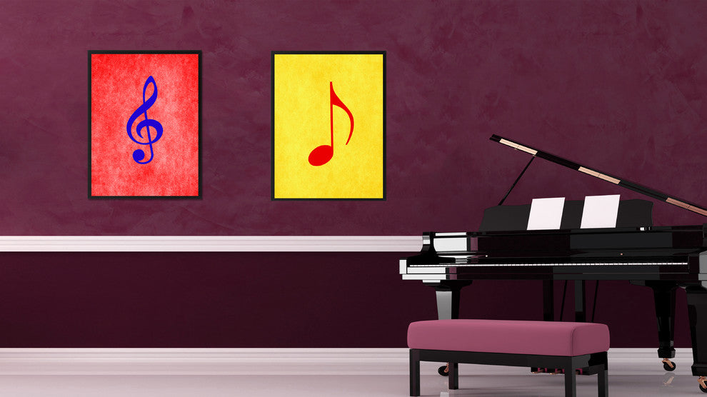 Quaver Yellow Print on Canvas with Picture Frame, 28"x37"
