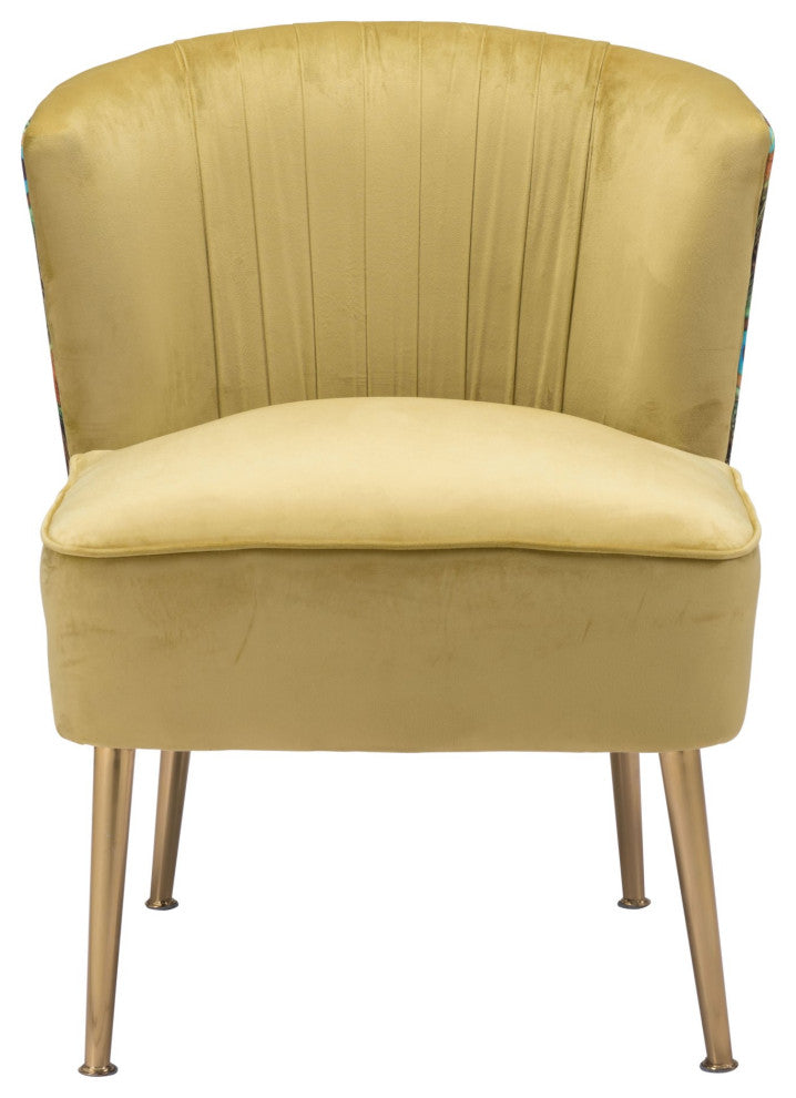 Accent Chair, Steel, Fabric, Green, Gold, Living Lounge Cafe Lobby Hospitality
