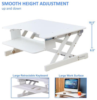 Rocelco 32" Height Adjustable Standing Desk Converter in White (R ADRW)