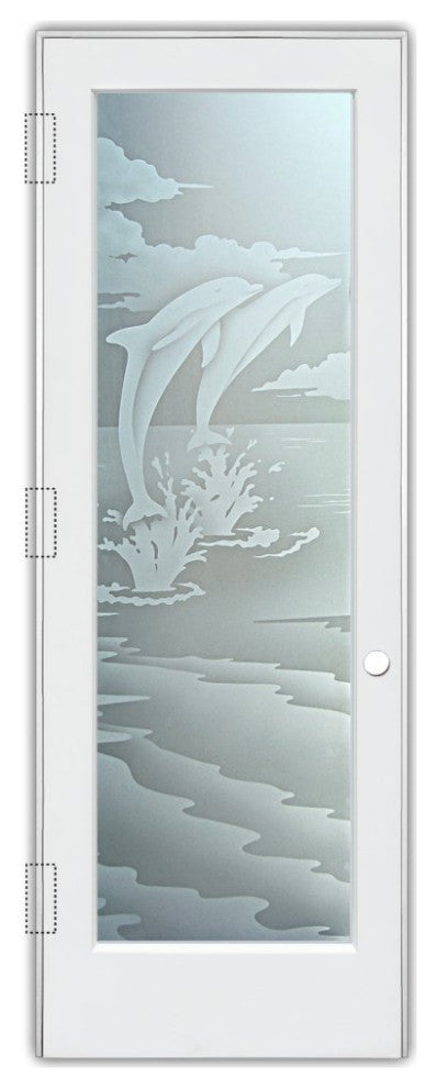 Interior Prehung Door or Interior Slab Door - Dolphins Leaping - Primed -...