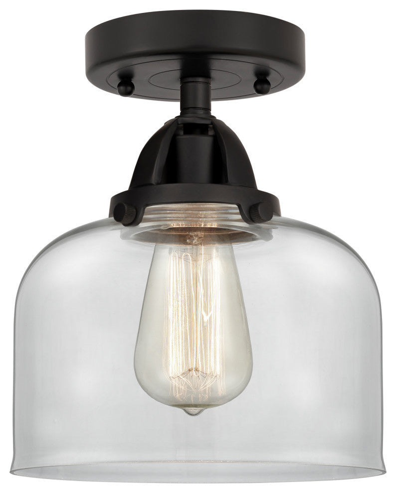Large Bell Semi-Flush Mount, Matte Black, Clear, Clear