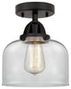 Large Bell Semi-Flush Mount, Matte Black, Clear, Clear