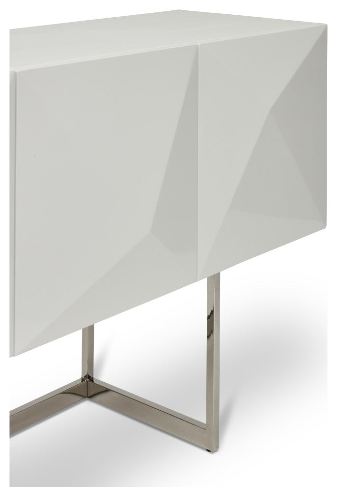 Cube Sideboard, High Gloss White, Stainless Steel