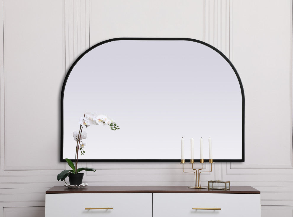 Metal Frame Arch Mirror 36X24 Inch, Black