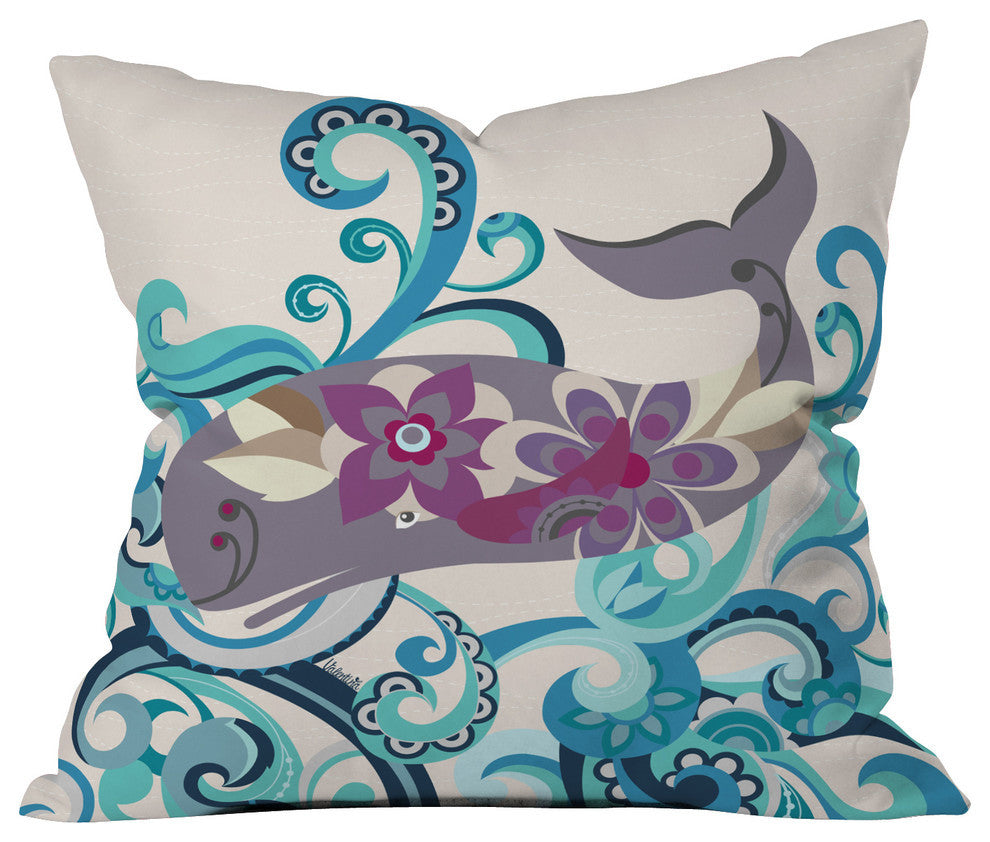 Valentina Ramos Whale Blossom Outdoor Throw Pillow